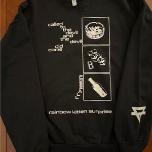 Los Angeles Apparel Black Crewneck Sweatshirt Rainbow Kitten Surprise